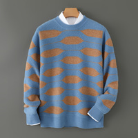 Pull en laine pure 100% pour homme, col rond, color block, épais, décontracté, chaud, tricoté, personnalisable, automne-hiver