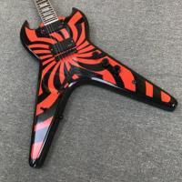 Guitare électrique Red Spider Zakk, corps noir, 6 cordes, micros HH, touche en palissandre, performance professionnelle, livraison rapide, acajou
