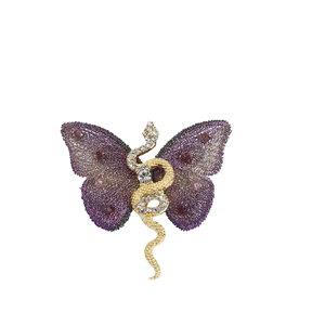 Broche en forma de serpiente del zodiaco chino de gama alta de Yunlv, lujo elegante y ligero, bordado de tela azul púrpura - Product Image 1