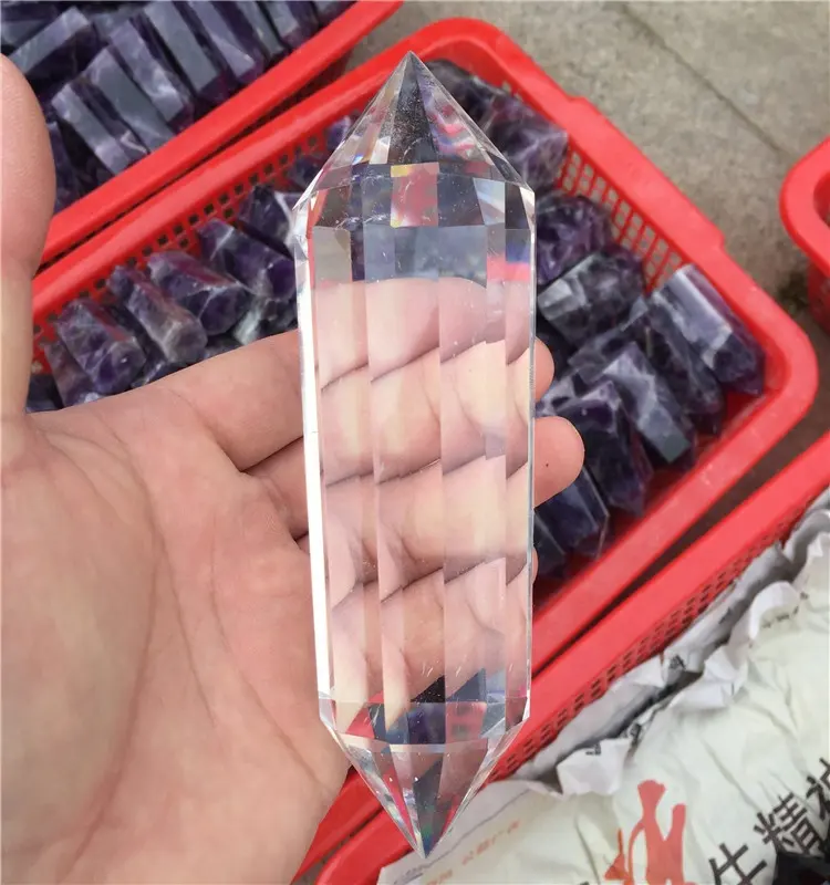 crystal glass Double Terminated point clear quartz crystal 12 and 24 side wands