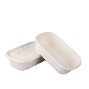 Bandeja de papel de comida de bagazo biodegradable respetuosa con el medio ambiente de 10,9 ", platos desechables para microondas a prueba de grasa de 4 compartimentos