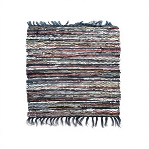 Cheap Leather Scrap Rug Hand Woven Rag Rug Rectangle Custom Size Rug Recycled Multi Color <b>Polybag</b> Striped Reversible Flat Woven - Product Image 1