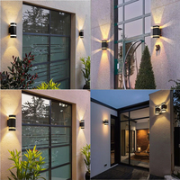 Applique murale LED extérieure étanche à double tête 12W, support carré E27, base en acier inoxydable, pour cour, couloir, porte d'entrée