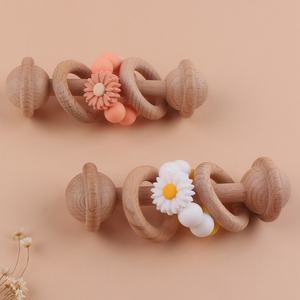 Mordedor de Madera de Haya Orgánica Creativo para Bebés, Fácil de Agarrar, Sonajero con Cuentas de Silicona, Palo Molar Sensorial, Regalo para la Dentición - Product Image 5