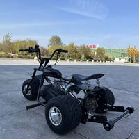 Kart à trois roues pour adultes à moteur à essence 212CC 4 temps 7,5 CV Roues en alliage d'aluminium polies à crampons Pneus tout-terrain