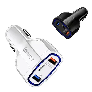 Carregador universal para carro 10w, carregador rápido 3.0 com 2 portas, adaptador USB para iphone, adaptador tipo C para Samsung