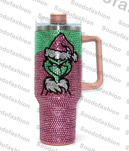 Grande tasse isotherme d'extérieur de 40 oz pour Halloween avec poignée et paille, gobelet à strass de 40 oz, type bouteille sous vide pour la rentrée scolaire - Product Image 4