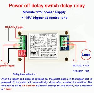 รีเลย์ตั้งเวลา12โวลต์24โวลต์รุ่นทริกเกอร์ปิดรีเลย์สวิตช์ตัดการเชื่อมต่อตัวควบคุมความล่าช้า AC110V-220V 4-15โวลต์<span class=keywords><strong>5</strong></span>-24โวลต์ - Product Image 2