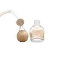 Diffuseur de parfum pour voiture en verre avec bouchon en bois écologique, disponible en forme ronde, fraîcheur durable