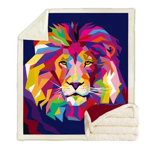 Cool design confortable tissu sublimé imprimé lion mobile adultes sherpa d&#39;ouatine pour la maison