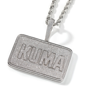 Joyería de moda de alta calidad de Hip Hop Iced Out 5A Zirconia cúbica nombre personalizado colgante rectangular regalos de cumpleaños para <span class=keywords><strong>novio</strong></span> - Product Image 4