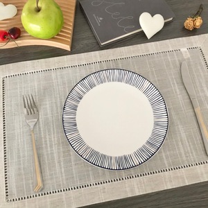 Napperons en lin à points festonnés, <span class=keywords><strong>beige</strong></span> naturel, mélange coton-lin, modernes, lavables, pour mariage et décoration intérieure - Product Image 4
