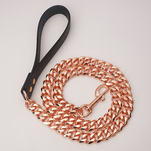 Factory Wholesale Stainless Steel Gold Cuban Link Pet Pitbull <strong>Dog</strong> <strong>Chains</strong> Leash Luxury <strong>Collar</strong> for Large <strong>Dogs</strong> Heavy Duty - Product Image 2