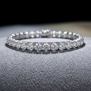 Elegante Pulsera de Cadena de Tenis de Plata de Ley S925 con Moissanita Redonda VVS1 para Mujer, Certificada por KARATS GRA, Precio al por Mayor - Product Image 2