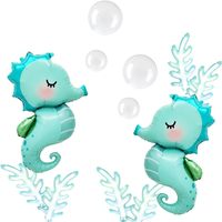 Ballons en aluminium mignons en forme de hippocampe avec ballon bulle d'algues, thème sous-marin pour la décoration de fête d'anniversaire d'enfants sur le thème de l'océan et des sirènes