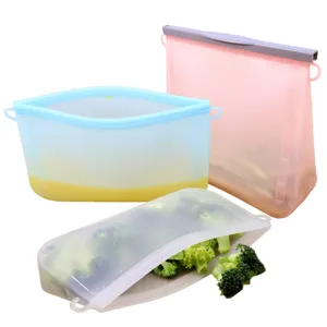 Custom Bpa Free Food Grade Silicone Fridge Reusable Leakproof Airtight Freezer Silicon Food Storage Bag Pouch Bags Set For Food