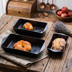 Plats de cuisson rectangulaires mats personnalisés, ensemble de plats de cuisson noirs, moule à pain antiadhésif pour restaurant - Product Image 1