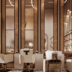 Beauty Salon Interior Design Service Custom Product Display Shelving System and Wooden Wall Shopfitting - Product Image 1