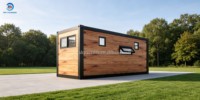 Conteneur Modulaire Personnalisable d'Usine - Cabine de Service Préfabriquée 20 pieds, Disposition 1K2B, Deux Salles de Bain Séparées