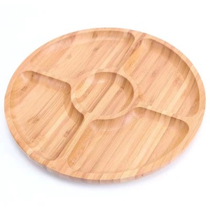 Japanese Style Five Compartment Round Bamboo <b>Tray</b> For Snacks Dried Fruits Tea Fruit Serving Home Use - Product Image 5