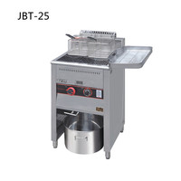 Friteuse à gaz en acier inoxydable miroir 25L, machine à frire commerciale à chauffe rapide avec panier et réservoir de vidange d'huile pour restaurant