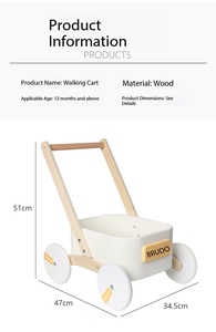 Marche-bébé en bois sûr et stable, hauteur réglable, anti-renversement, jouet éducatif pour la marche, pour les enfants de 2 à 4 ans - Product Image 4