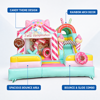 Château gonflable commercial en PVC pour enfants, toboggan à bulles d'air, aire de jeux extérieure sur le thème des animaux, parc de saut, château gonflable rose avec toboggan