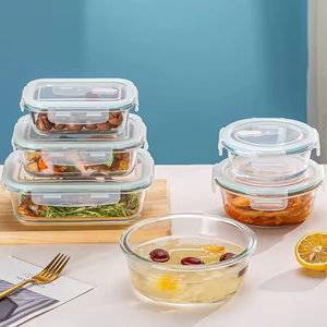 Food Grade Borosilicate Glass Food <b>Storage</b> Container Lunch Box Vintage <b>Microwave</b> Glass Meal Prep Containers With sealed Lids - Product Image 2