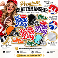 Patch brodé en chenille pour le jour du match, casque de football, paillettes, esprit d'équipe, thermocollant ou à coudre