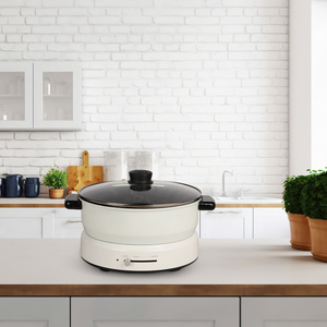 หม้อไฟไฟฟ้า4L แบบออลอินวัน, หม้อต้มกระจกนิรภัยควบคุมเชิงกลสำหรับใช้ในครัวเรือนและนอกบ้านทอดและต้ม - Product Image 6