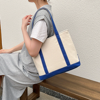 Sac à bandoulière en toile personnalisé sous les bras Sac fourre-tout de loisirs écologique avec fermeture éclair Sacs à main patchwork en coton colorblock pour femmes