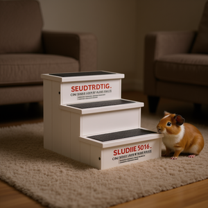 Rampa antideslizante para escaleras de mascotas con alfombra de madera, suministros para animales pequeños - Product Image 2