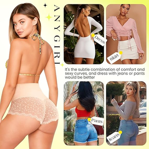 Высококачественное мягкое дышащее сексуальное кружевное белье с утягивающим эффектом, с возможностью нанесения логотипа, для коррекции фигуры, с высокой талией, для подтяжки ягодиц, женское. - Product Image 4
