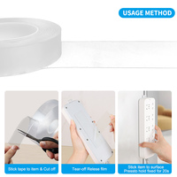 Cinta Adhesiva de PVC de Doble Cara HEYA Nano, Resistente al Calor y Lavable, Transparente para Paredes de Baños y Cocinas