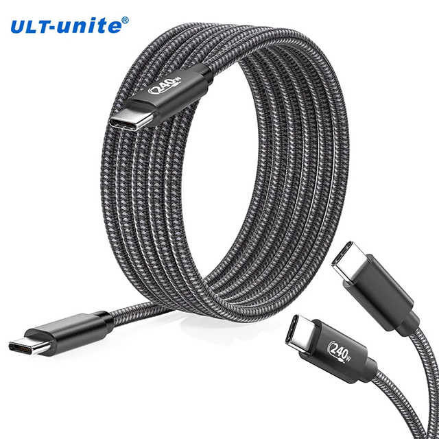 ULT-unite OEM Length Braided Nylon USBC Type C Data Cable PD3.1 240W 48V 5A Fast Charging 480Mbps Data Transfer for Computer