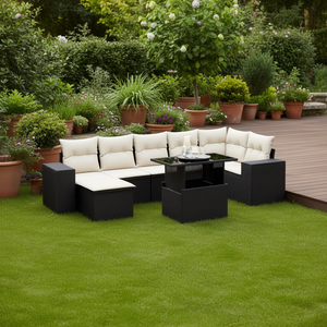 Modular Black Pe Rattan Garden <b>Sofa</b> <b>Set</b> High Density Foam Cushions Outdoor Furniture Elegant Design - Product Image 2
