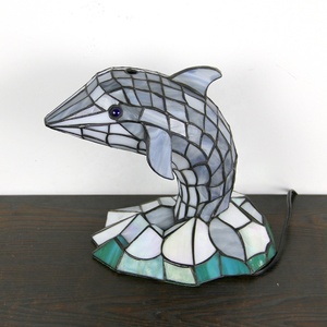 LongHuiJing Antique Stained Glass Dolphin Pattern Lampshade Tiffany Lamp for Hotel Decoration - Product Image 4