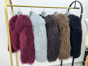 <span class=keywords><strong>Cappotto</strong></span> Corto in Vera Pelliccia di Agnello Mongolo per Donna, Collo Rovesciato, Alta Qualità, Vendita all'Ingrosso - Product Image 2