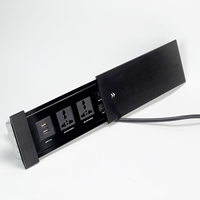 Prise d'extension multifonction IP44 avec ports USB, prise universelle, couvercle coulissant en aluminium pour bureau et usage domestique