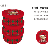 Lot de 3 boîtes cadeaux hexagonales de Noël avec finition mate gaufrée, en carton rigide recyclé, pour motif de chaussette de Noël avec ours en peluche