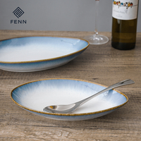 FENN 10/12/14 pouces ovale Design nordique Service plats personnalisé assiette alimentaire en porcelaine ensemble irrégulier pour les ménages de l'hôtel Restaurant
