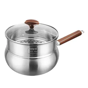 <span class=keywords><strong>Casserole</strong></span> en acier inoxydable 316 avec couvercle en verre, wok antiadhésif compatible <span class=keywords><strong>induction</strong></span> et gaz, poêle à frire - Product Image 2