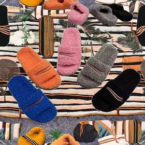 Zapatillas planas cálidas para mujer, pantuflas de piel sintética, <span class=keywords><strong>mocasines</strong></span> bordados antideslizantes con plantilla de PU, sandalias sin cordones, tipo pumps. - Product Image 2