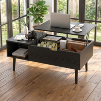 Table basse carrée contemporaine en bois avec rangement durable, compartiment dissimulé et design portable pour salon et appartement