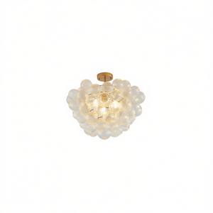 Lampe suspendue au plafond en fer doré, abat-jour en verre transparent de 20 pouces, hauteur non réglable, pour salon, salle à manger, cuisine - Product Image 1