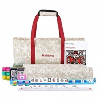 Sac de rangement en tissu Oxford style américain pour Mahjong, trousse de maquillage portable, ensemble de trois pièces, grande capacité, motif dessin animé
