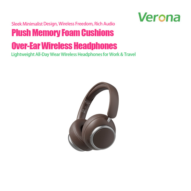 Sleek White Headphones, Over-Ear Wireless Headset with Silver Trim for Travel, Study & Casual Listening