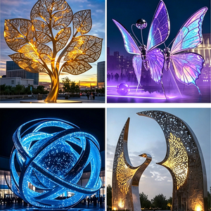 Fabricant sur mesure de grandes sculptures en acier inoxydable, anneau de lune en métal pour aménagement paysager, paysage aquatique - Product Image 4