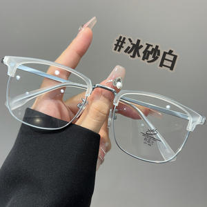 Monture de lunettes optiques demi-cerclées unisexe 31159 en TR90, style sourcil, avec verres PC anti-lumière bleue, taille moyenne, forme quadrilatère - Product Image 4