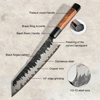 Couteau de chef professionnel en cuivre damas, acier à haute teneur en carbone, style forgé à la main, couteau de chef Kiritsuke, couteau de chef japonais VG10